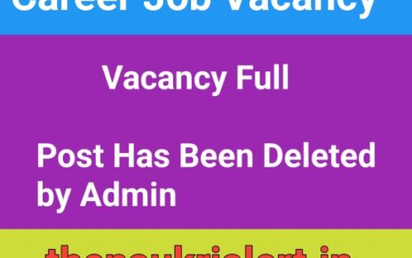 This post has been Deleted by Admin Becose The Vacancy is Full